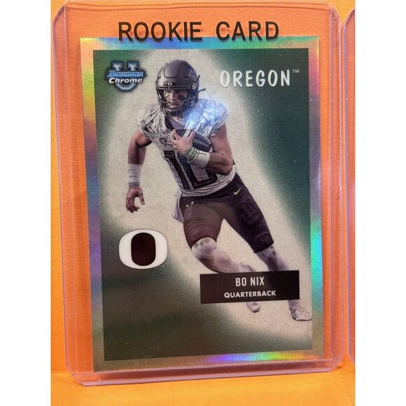 Bo Nix 3 Rookie Refractor Prospect 1st Card Lot Oregon Ducks Denver Broncos RC - Picture 2 of 5